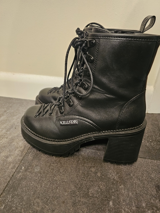 Killstar Shoes - Killstar Black Lace-Up Platform Combat Boots